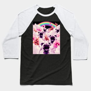 Pugs In The Clouds With Doughnut, Pizza, Rainbow Baseball T-Shirt